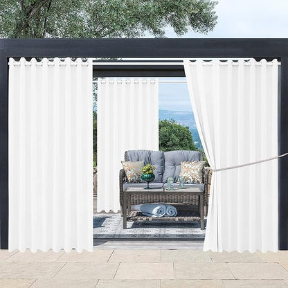 Waterproof Outdoor Curtain W105 x L108 - Grommet Top Sunlight Blocking Window Treatment Drapes Blackout Curtains for Home Bedroom Living Room Outdoor Patio Porch Pergola Cabana Gazebo (2 Panels)