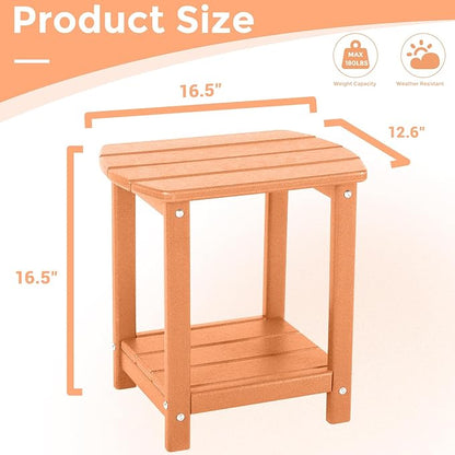 Adirondack Square Outdoor Side Table,2-Tier Storage Patio Side Table, HDPE End Tables for Backyard Pool Porch Garden Lawn