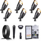 Gardenreet Black Brass Low Voltage Landscape Spotlights(6-Pack) Kit 12V LED with Low Voltage Transformer 150W & Mechanical Timer & 100FT Wire & 30Pack Connectors for Outdoor House Garden Patio