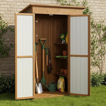 PetsCosset Large Outdoor Storage Cabinet Waterproof with Shelves, Outside Storage Shed Tall Backyard Cabinet with Fold-Out Table for Patio, Garage, Garden, Pool Accessories Storage (70.5" H x 51" L)