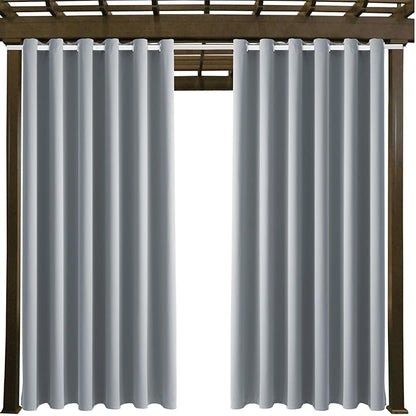 Waterproof Outdoor Curtain W84 x L120 - Grommet Top Sunlight Blocking Window Treatment Drapes Blackout Curtains for Home Bedroom Living Room Patio Pergola Cabana Gazebo (Light Gray, 2 Panels)