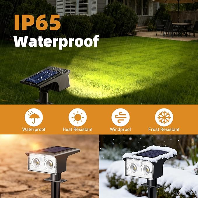 btfarm Solar Spot Lights Outdoor Waterproof, 8 Pack/3 Modes Motion Sensor Lights, Solar Powered Spotlights 2-in-1 Auto On/Off for Outside Pathway Yard Garden Landscape Lighting, Warm White