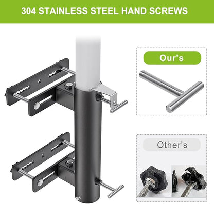 Heavy Duty Deck Railing Umbrella Holder, Adjustable Patio Umbrella Stand for 1-2 Inch Poles, Secure & Sturdy Railing Grille Mount, Maximizes Outdoor Space