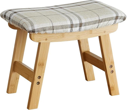 Foot Stools Ottoman, Small Soft Footrest Ottoman with Wood Legs, Sofa Footrest Extra Seating for Living Room Entryway Office