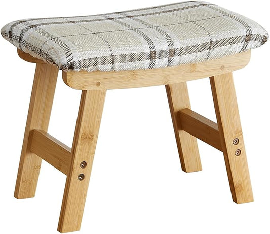 Foot Stools Ottoman, Small Soft Footrest Ottoman with Wood Legs, Sofa Footrest Extra Seating for Living Room Entryway Office