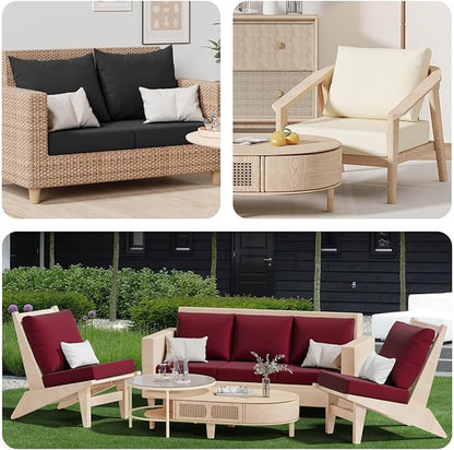 Cushion Covers, 8-Pack Black Stretch Fit Patio Seat Slipcovers