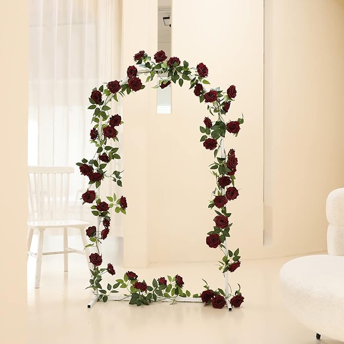 Artificial Silk Rose Garland Vines, 2 Pack 73 Inch, Burgundy