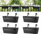 Dahey 4 Pcs Metal Hanging Flower Pots for Railing Fence Outdoor Planter 15.7 Inch Hanging Bucket Pots Countryside Window Flower Plant Holder with Detachable Hooks for Garden Yard Home Decor,Black