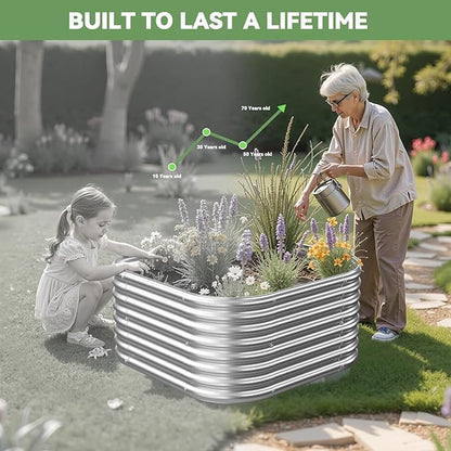 4 Pack 3x3FT Corrugated Galvanized Steel Raised Garden Bed Outdoor, Metal Above Ground Garden Bed for Vegetables and Flowers, Raised Beds for Gardening-3x3FTx10Inch
