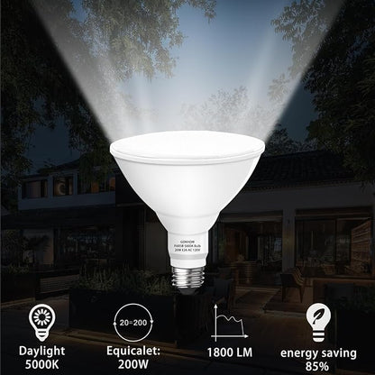Par38 led Flood Lights Outdoor Light Bulb,Dimmable 1800LM,20W Replace up to 200W,Outdoor Flood Light Bulbs for Backyard,Garage,Porch,Garden,2 Pack 5000K Daylight