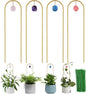 Plant Trellis for Climbing Plants, 15.75 inch Garden Small Metal Arch Glod Trellis for Potted Plants Indoor Outdoor with Natural Stone Decor for Vine Ivy Flower Support 4 Pack