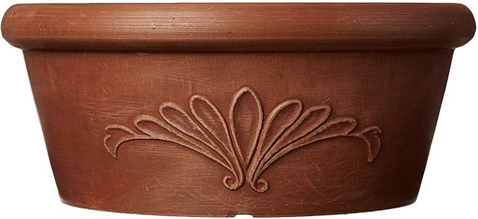 Arcadia Garden Products PSW TA25TC Plastic/Stone/Wood Composite Bulb Pan – No Drainage Hole (Drillable), Planter Bowl for Succulents, Bonsai, Fairy Gardens, Herbs,10-Inch, Terra Cotta Color