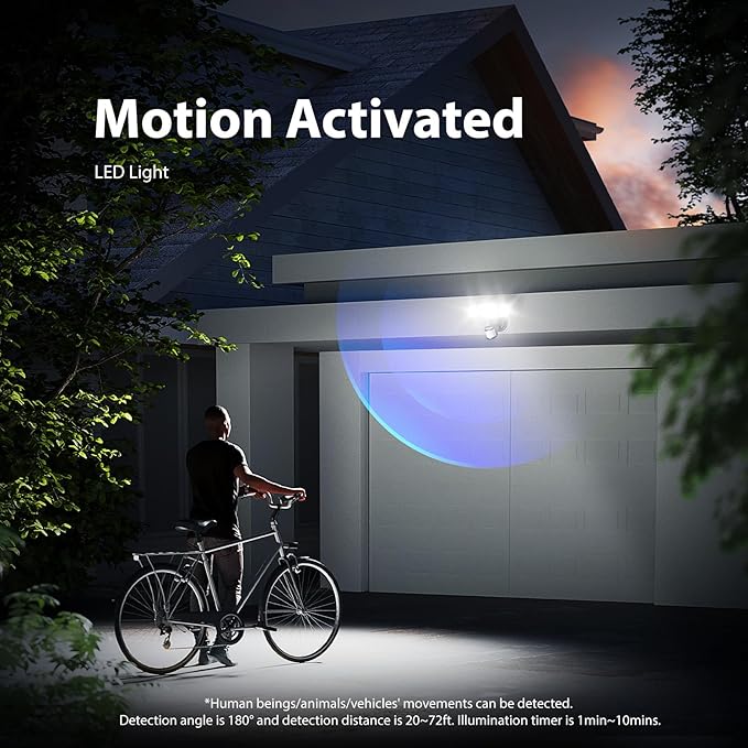 Onforu 100W LED Motion Sensor Outdoor Lights, Dusk to Dawn Flood Light Outdoor Motion Sensor, Hardwired Security Lights Floodlights Outside 11000LM 6500K Daylight IP65 Waterproof (Black)