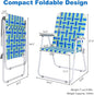 Chairs for Patio and Lawn: Oversized Blue Folding Set of 2, Metal Frame