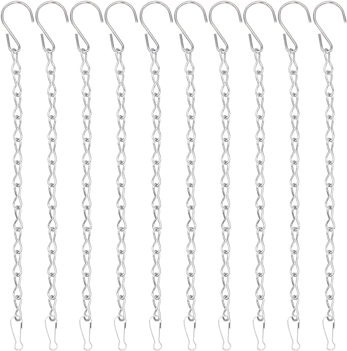 YINGFENG 10 Pack 9.5 Inch Silver Hanging Chains for Hanging Bird Feeders, Bird Houses, Planters, Baskets, Birdbaths, Lanterns, Wind Chimes, Billboards, Signs and Ornaments