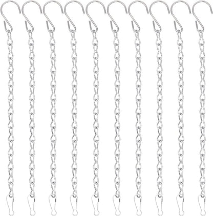 YINGFENG 10 Pack 9.5 Inch Silver Hanging Chains for Hanging Bird Feeders, Bird Houses, Planters, Baskets, Birdbaths, Lanterns, Wind Chimes, Billboards, Signs and Ornaments