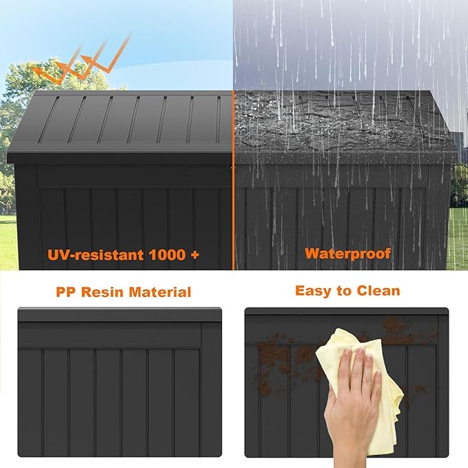 Deck Box 230 Gallon Black Resin Patio Storage Bench
