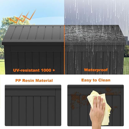 Deck Box 230 Gallon Black Resin Patio Storage Bench