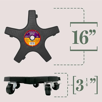 Bosmere 16" Plant Caddie - Heavy-Duty Rolling Plant Stand with Locking Wheels, 500 lb Capacity – Durable Plant Caddy for Indoor/Outdoor Use, Charcoal