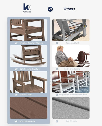 Rocking Chairs 2-Pack, Brown HDPE, 350 lb Capacity