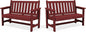 SERWALL Outdoor Bench, HDPE Outdoor Benches Weatherproof, 2-Person Garden Bench with 660 lbs Weight Capacity, Patio Benches for Outdoors, Garden, Porch, Backyard and Park, Red, 2 Pack