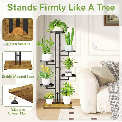 iDavosic.ly 5 Tier Plant Stand Indoor Outdoor, Tiered Corner Multiple Flower Pot Holder Shelf, Metal 40 Inch Tall Display Rack for Patio Porch Living Room Garden Balcony Bedroom, Black
