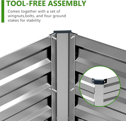 2PCS 9x3x1ft Galvanized Raised Garden Bed Kit, Galvanized Planter Raised Garden Boxes Outdoor, Large Metal Raised Garden Beds for Vegetables,Silver