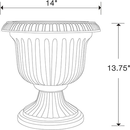 Southern Patio 2 Pack Utopian Urn Planter, Large 14 Inch Outdoor Pot, Lightweight Garden, Entryway, or Walkway Accessory with UV-Coated Finish, Stone