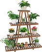 Ufine 4 Tier Wood Plant Stand Indoor Outdoor A Frame Plant Display Shelf for Multiple Plants Flower Pot Holder Rack, Living Room Balcony Patio