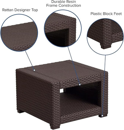 Flash Furniture Seneca Chocolate Brown Faux Rattan End Table