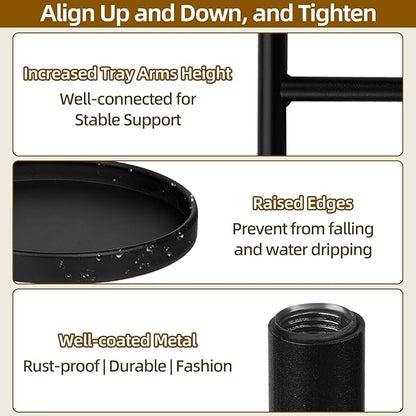 Rotating Window Plant Shelves with Adjustable Knobs, 4 Tiers Metal Wall Shelf for Plants Indoor, Sturdy Hanging Plant Holder, Window Wall Decor & Gardening Gifts (Black)