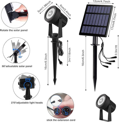T-SUNUS RGB Solar Spot Lights Outdoor Christmas, Color Changing Landscape Spotlights Waterproof IP65 9.8ft Cable Separated Panel for Flag Patio Pathway Yard Garden Wall Halloween Holiday Decoration