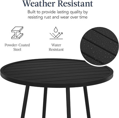 Best Choice Products 3-Piece Patio Dining Set, Bar Height, Outdoor Bistro Set, Outdoor Round Bar Table w/ 2 Bar Stools, Steel - Black