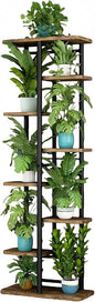 LINZINAR Plant Stand 8 Tier 9 Potted Multiple Flower Pot Holder Shelf Indoor Outdoor Planter Rack Storage Organizer for Patio Garden Corner Balcony Living Room (Black, 8 Tier)
