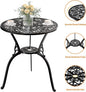 Bistro Set for 2, Black Cast Aluminum with Umbrella Hole