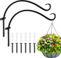FEED GARDEN 18 Inch 2 Pack Outdoor Hanging Plant Bracket for Bird Feeders, Wind Chimes, Lanterns, Heavy Duty Metal Iron Wall Hooks with 6 Screws