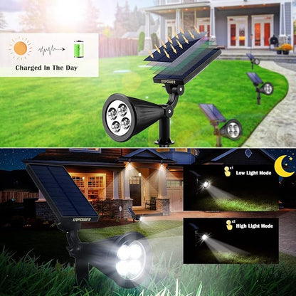 URPOWER Solar Spot Lights - 2-in-1 Waterproof Landscape Spotlights, Dusk-to-Dawn Solar Powered Outdoor Lights for Garden, Yard, Pathway (2 Pack)
