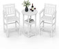 Ciokea 3-Pcs Bistro Table and Chairs, All-Weather Round High Top Bar Table with Storage Shelf and 2 Oversized Adirondack Chairs, Heavy Duty Outdoor Bar Set Patio Bistro Set for Balcony Deck, White