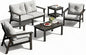 6-Piece HDPE Patio Furniture Set, Outdoor Sectional Sofa Set,All Weather Outdoor Couch with Dust-Free Cushions, Durable Patio Conversation Sets for Balcony, Porch, Black