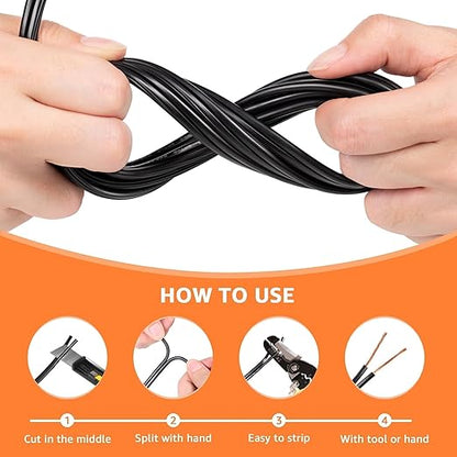 SUNVIE 12/2 Low Voltage Landscape Wire 250FT with Spool Outdoor Landscape Lighting Cable 12 Gauge 2 Conductors Low Voltage Wire for Landscaping Lights, ETL Listed, Pure Copper, Direct Burial
