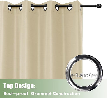 HolidayIdeas Waterproof Outdoor Curtains for Patio, 6 Panels - 54x120 Inches - Weatherproof Privacy Outsides Curtains for Backyard Porch Gazebo, Sunlight & UV Blocking (Cream, Grommet Top)
