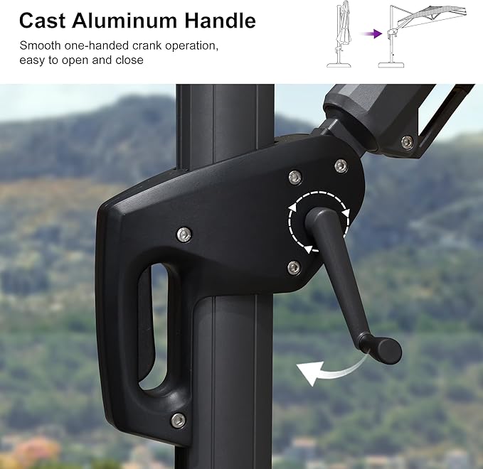 PURPLE LEAF 8' X 8' Left-right Tilting Patio Umbrella Outdoor Cantilever Swivel Square Umbrella Aluminum Offset Umbrella with 360-degree Rotation for Garden Deck Pool Patio Light Grey