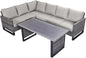 Belord Outdoor Sectional Sofa 6 Seater L Shaped Couch Wicker Patio Conversation Furniture Set with Tree-Grain Finish Metal Dining Table, Rattan Outdoor Furniture with Removable Washable Cushion Beige