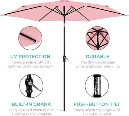 Best Choice Products 10ft Outdoor Table Compatible Steel Polyester Market Patio Umbrella w/Crank and Easy Push Button Tilt