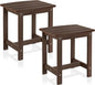 Y&M Outdoor Side Table, HIPS Adirondack Small Single Table, Waterproof Square Outside Table, Balcony Modern End Tables for Patio, Pool, Beach, Porch, Deck, Indoor or Outdoor Use (Coffee, 2 Pack)