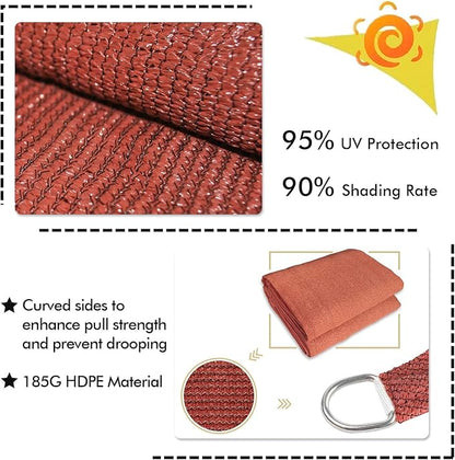 KANAGAWA Sun Shade Sail Curved 24'X24' Rust Red Rectangle Outdoor Shade Cover UV Blovk Canopy for Patio Garden Backyard Heavy Duty Permeable 185GSM (We Make Custom Size)