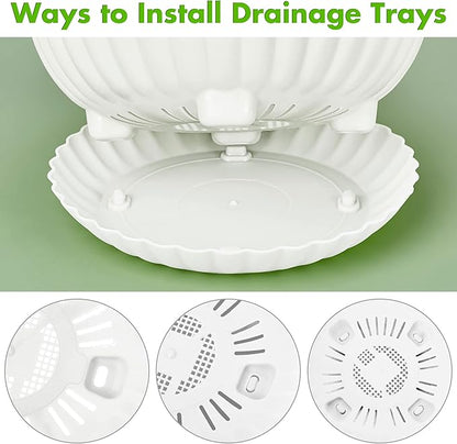 Hanging Planters, 5 Pcs 11" Hanging Pots, White Hanging Flower Pots, Hanging Plant Pots Baskets for Plants with Drainage Trays, Hanging Chains and Ceiling Hooks, Come with Free Garden Tools Set