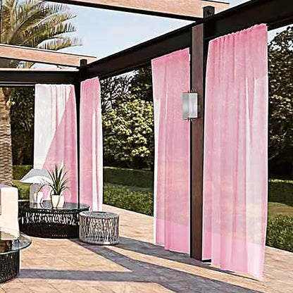 SpaceDresser Waterproof Outdoor Sheer Curtains for Patio - 4 Panels Rod Pocket Indoor Voile Sheer Curtain for Living Room,52W x 96L inch, Light Pink