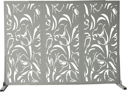 Oakland Living 6 ft. X 4 ft. Grey Freestanding Metal Privacy Screen Room Divider