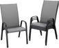 JEAREY Patio Dining Chairs Set of 4, Outdoor Stackable Dining Furniture Set, All Weather Dining Set for Lawn, Garden, Backyard, Poolside, Deep Gray